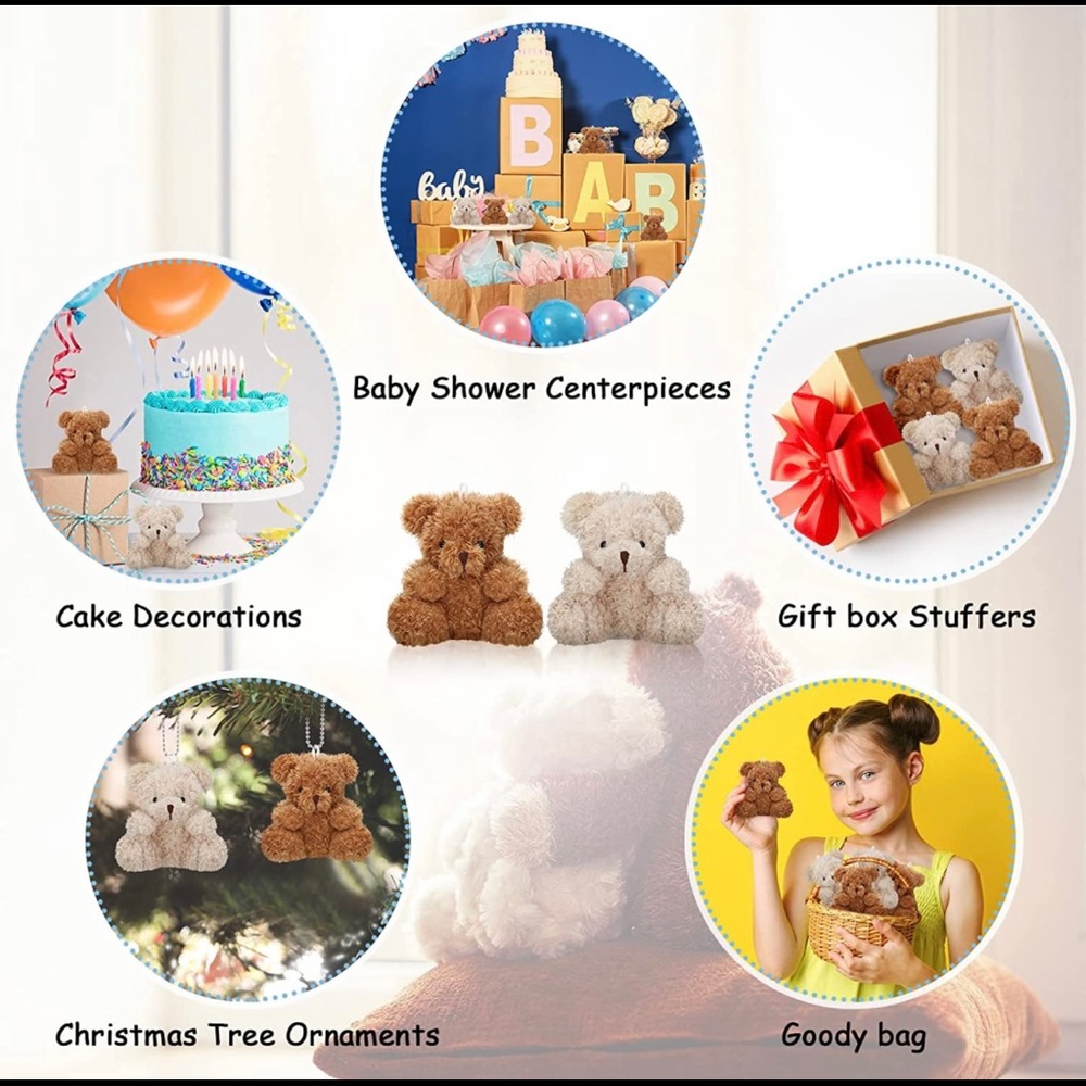 Mini Teddy Bear Set Ornaments Center Piece Decorations - Picture 4 of 5